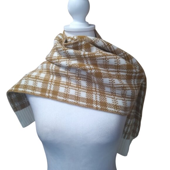 Timberland Unisex Outdoor Winter/Fall Checked Brown Cream Scarf 66 x 10" NEW - Picture 5 of 5